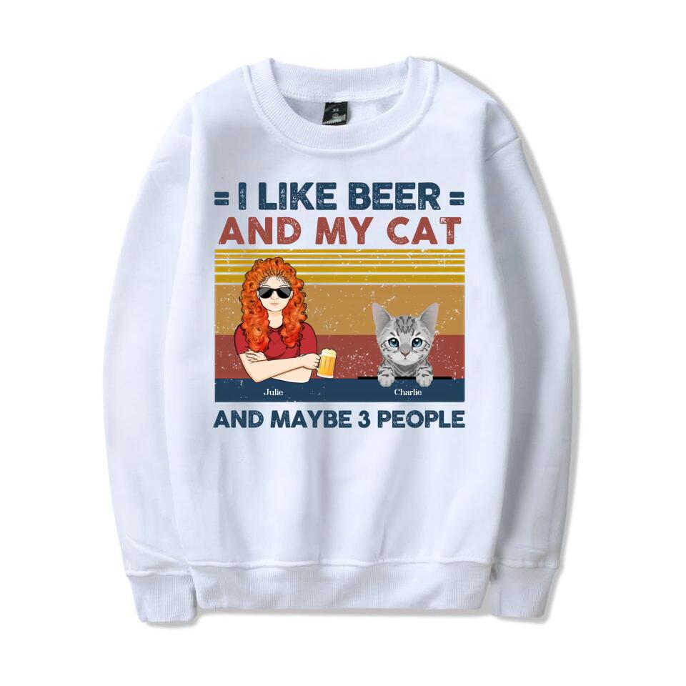 I Like Beer And My Cats - Cat Personalized Custom Unisex T-shirt, Hoodie, Sweatshirt - Gift For Pet Owners, Pet Lovers T4