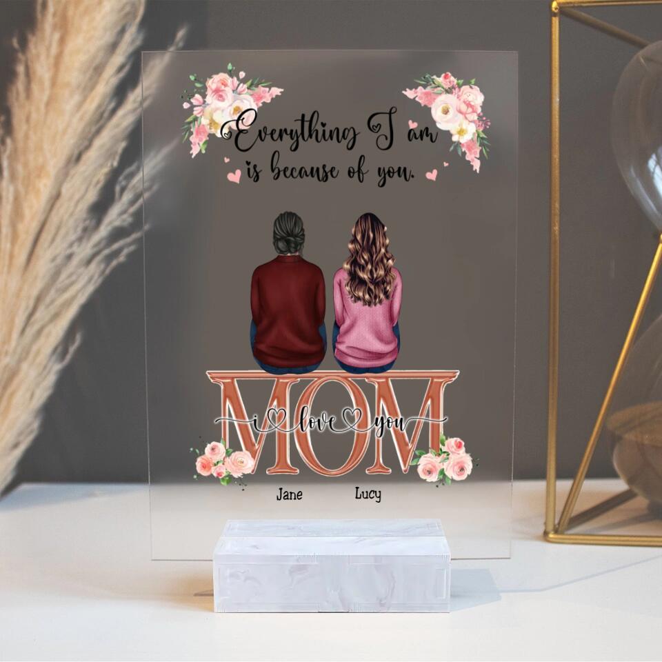Everything We Are Because Of You - Personalised Acrylic Plaque - Birthday, Mother's Day Gift For Mother - PL-F4