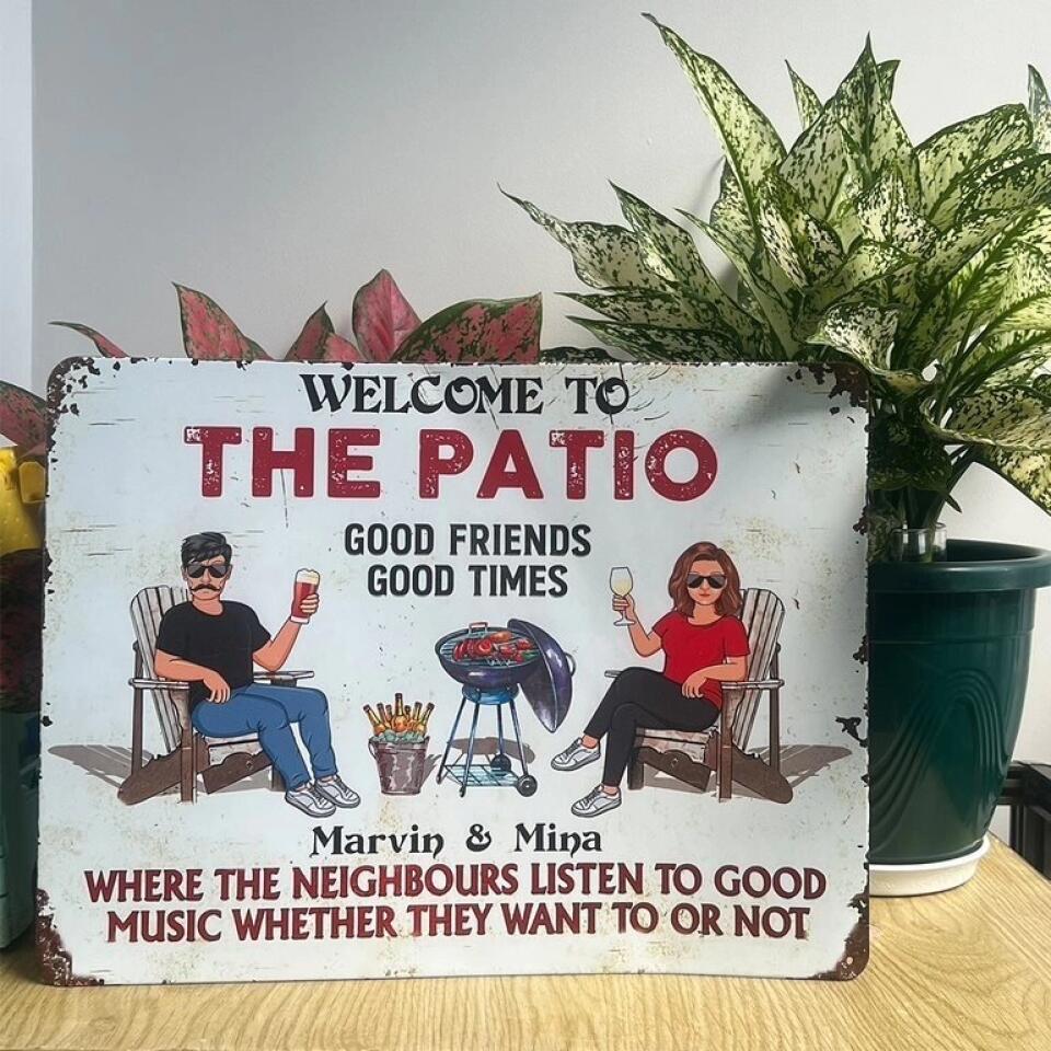 Patio Grilling Listen To The Good Music Couple Husband Wife - Backyard Sign - Personalized Custom Classic Metal Signs F5.4