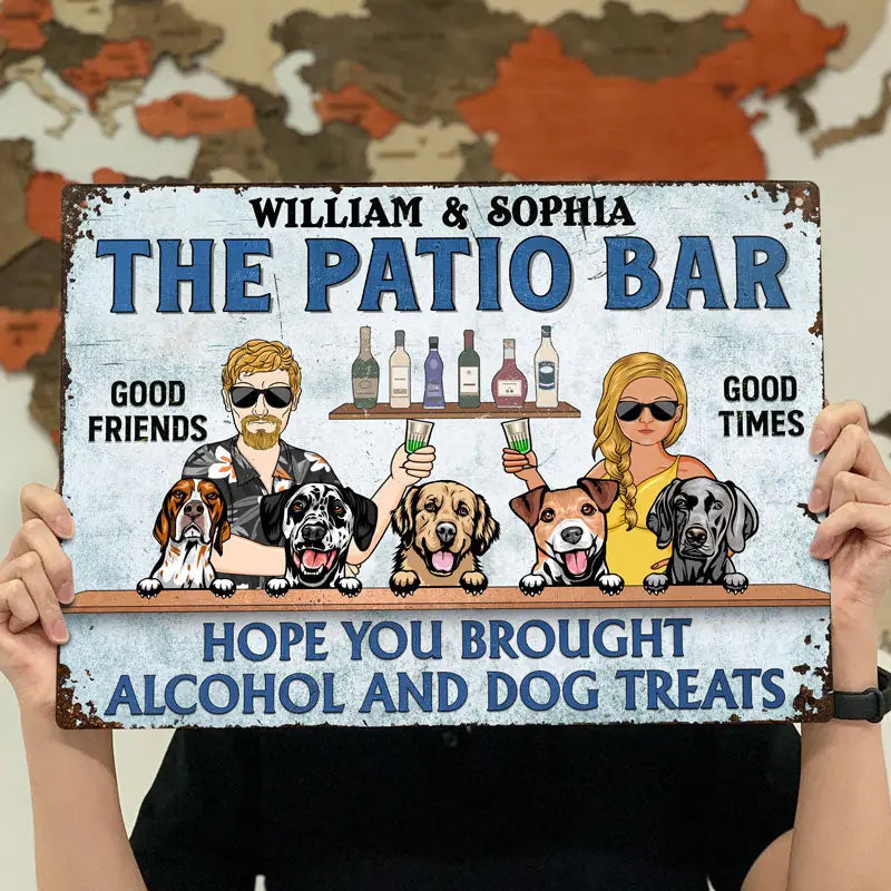 Poolside Grilling Hope You Brought Alcohol And Dog Treats Couple Husband Wife - Backyard Sign - Personalized Custom Classic Metal Signs F104.2