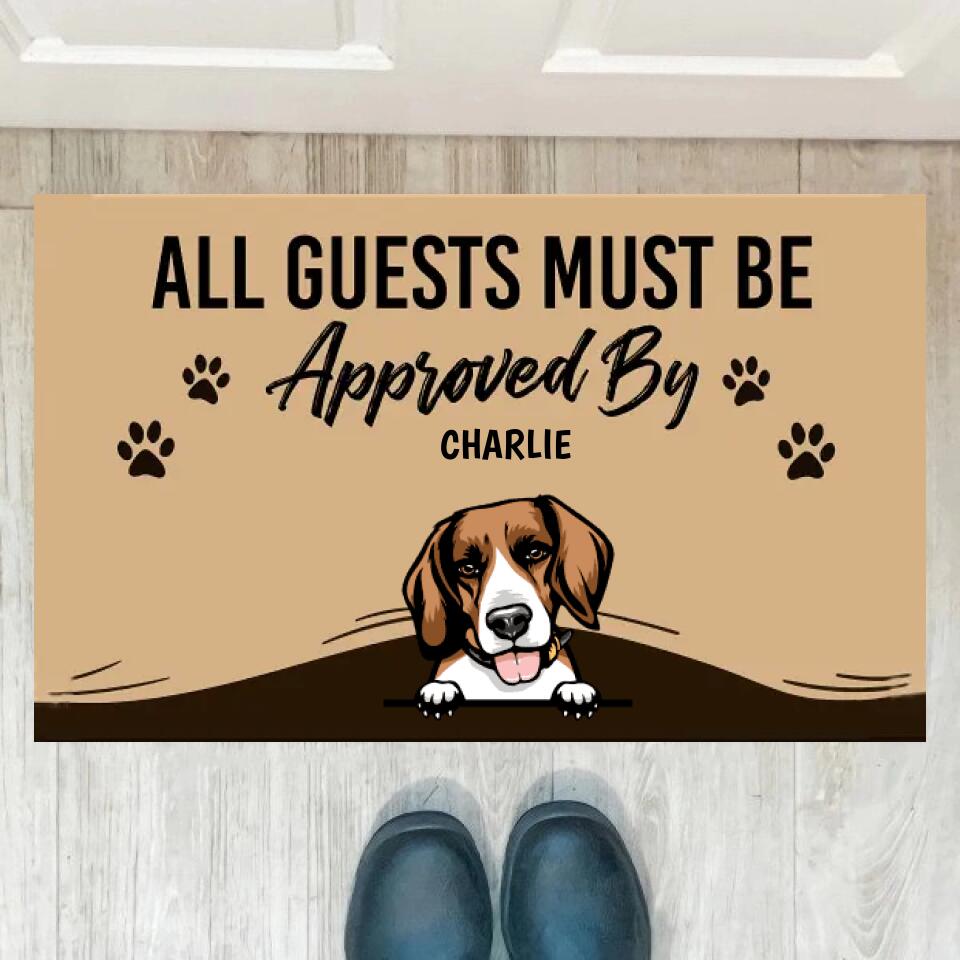 Joyousandfolksy™ All Guests Must Be Approved, Gift For Dog Lovers, Personalized Doormat, New Home Gift