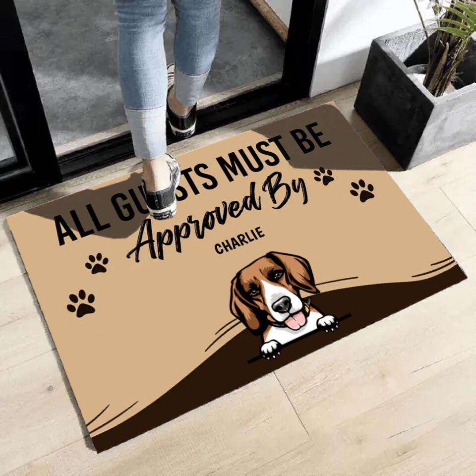 Joyousandfolksy™ All Guests Must Be Approved, Gift For Dog Lovers, Personalized Doormat, New Home Gift