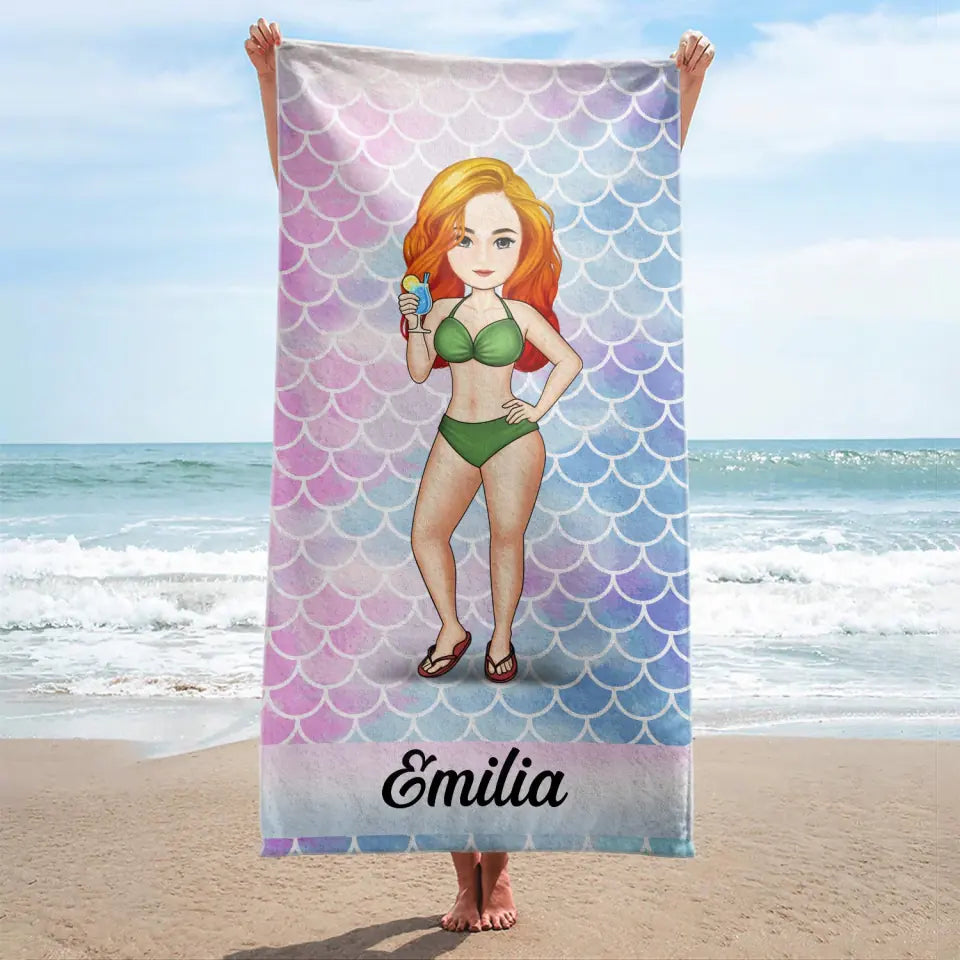 Traveling Beach Poolside Swimming Picnic Vacation - Birthday, Funny Gift For Her, Him, Besties, Family - Personalised Custom Beach Towel BT-F6