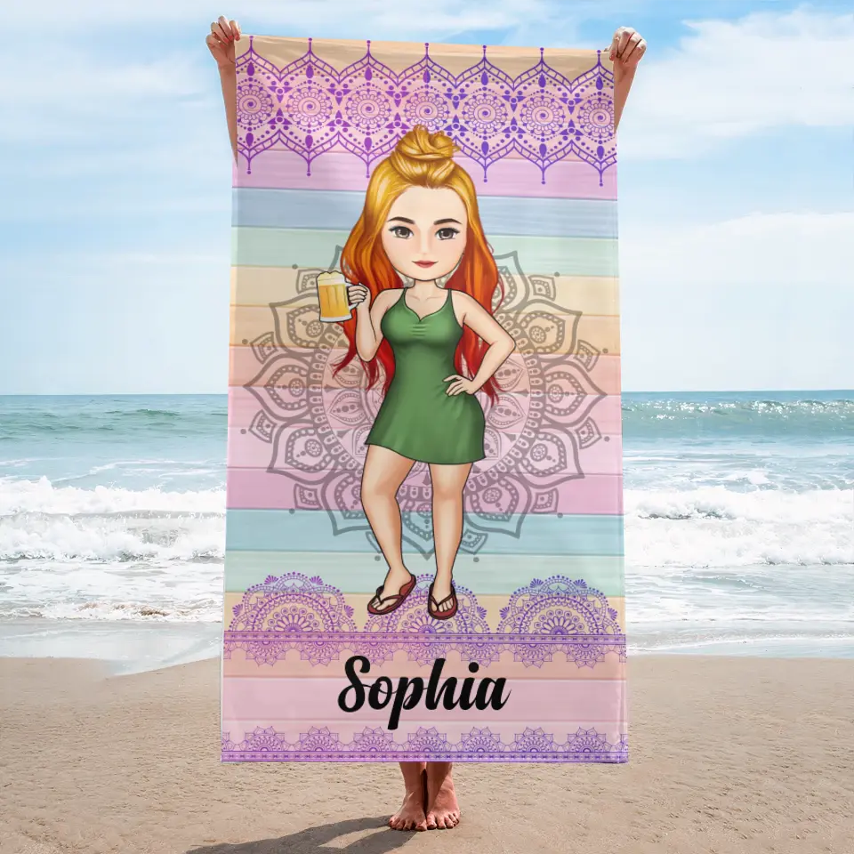 Traveling Beach Poolside Swimming Picnic Vacation - Birthday, Funny Gift For Her, Him, Besties, Family - Personalised Custom Beach Towel BT-F6