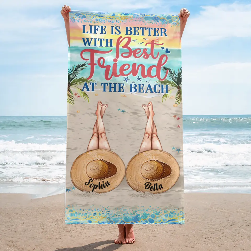 Best Friends Are The Sisters We Choose For Ourselves - Birthday Gift For BFF, Besties, Beach, Travel Lovers - Personalised Custom Beach Towel BT-F10