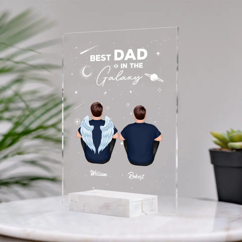 Best Dad In The Galaxy Personalized Rectangle Acrylic Plaque LED Night Light