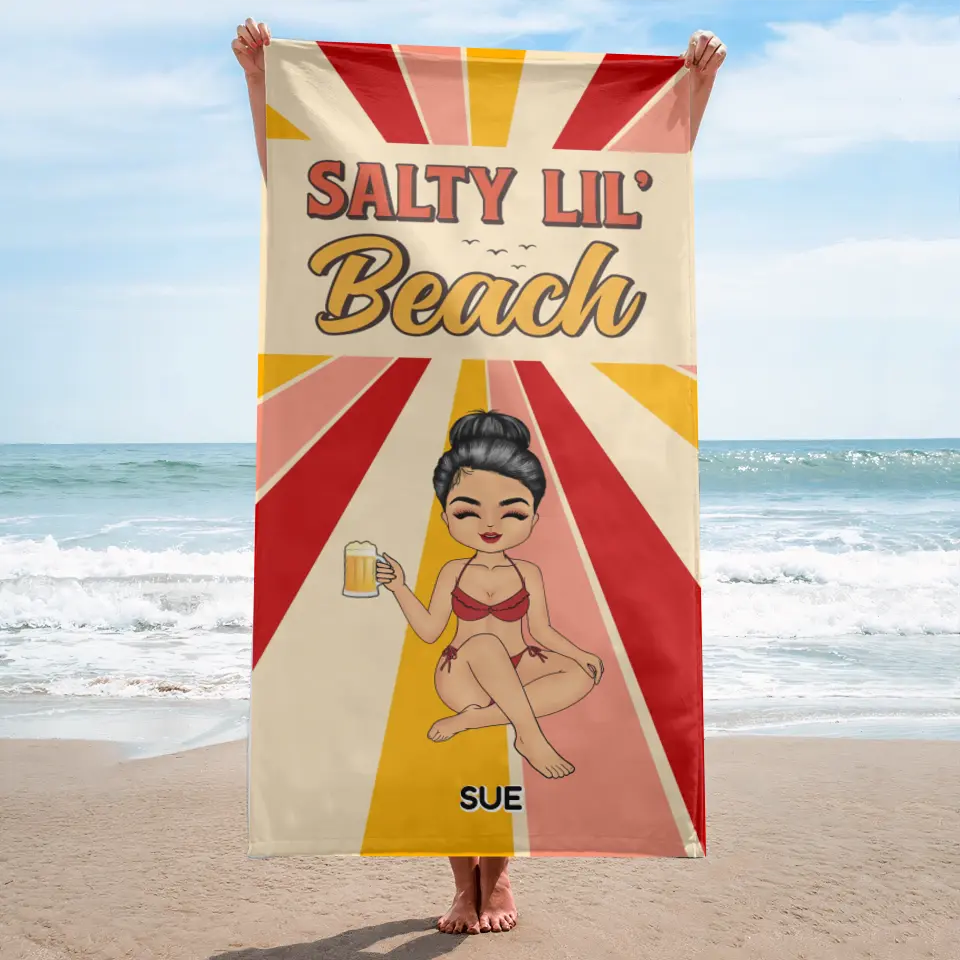 Beach Salty Lil' Beaches - Gift For Beach Lovers - Personalized Custom Beach Towel BT-F48