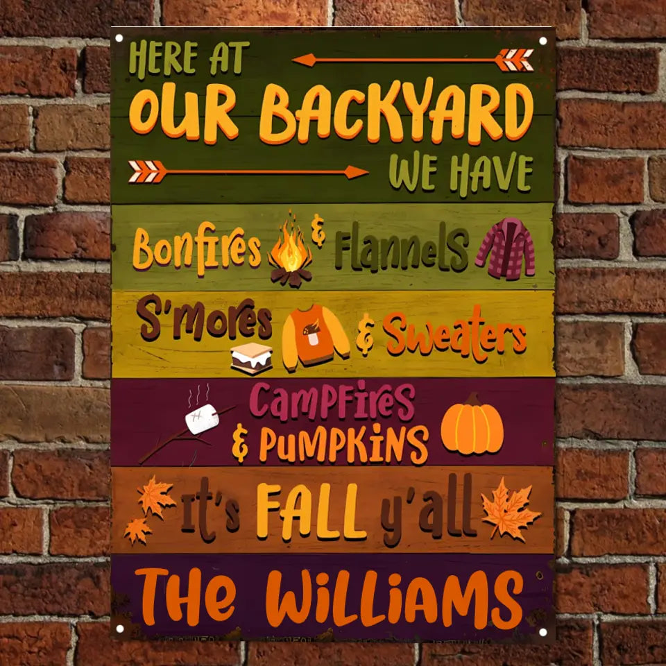 Autumn Campfires & Pumpkins Custom Classic Metal Signs, Fall Gift, Fall Decor, Outdoor Decorating Ideas ms-f187