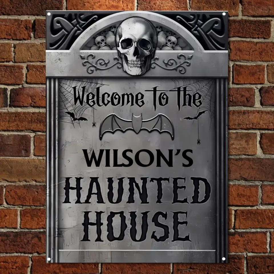 Welcome To The Haunted House Custom Classic Metal Signs, Halloween Decorations Outdoor ms-f204