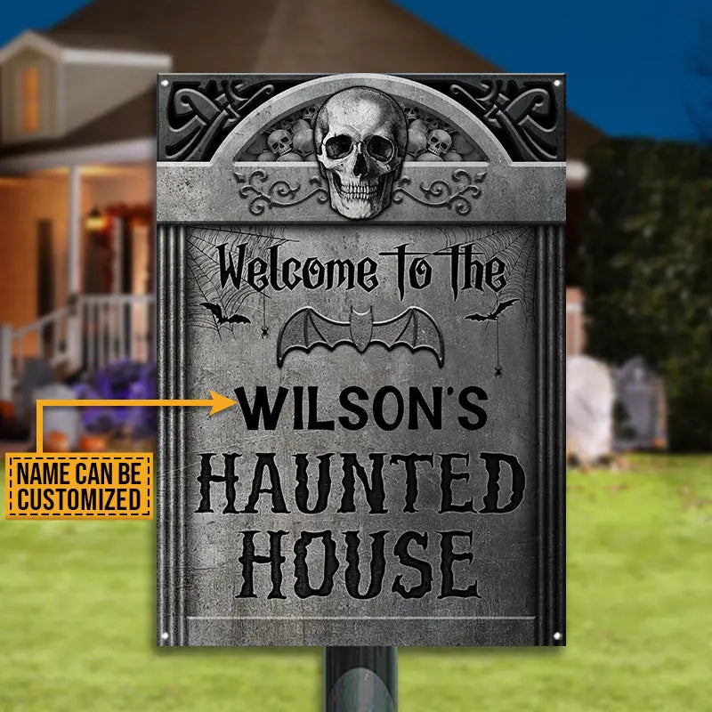 Welcome To The Haunted House Custom Classic Metal Signs, Halloween Decorations Outdoor ms-f204