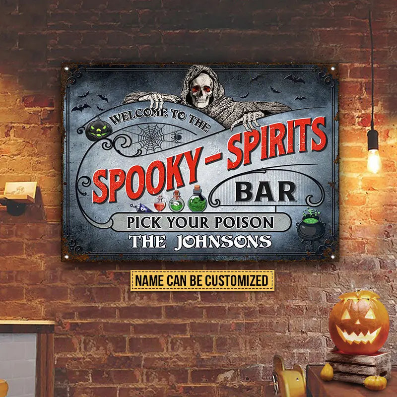 Skull Skeleton Goth Halloween Spooky Spirits Bar Pick Poison Yard Sign Custom Classic Metal Signs F210