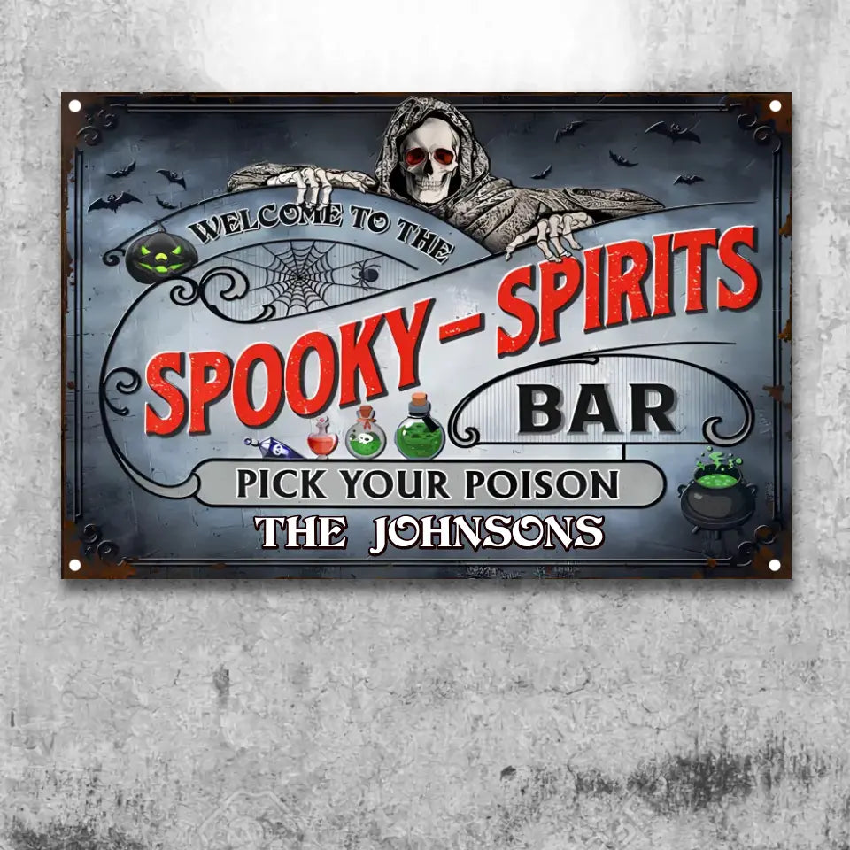 Skull Skeleton Goth Halloween Spooky Spirits Bar Pick Poison Yard Sign Custom Classic Metal Signs F210